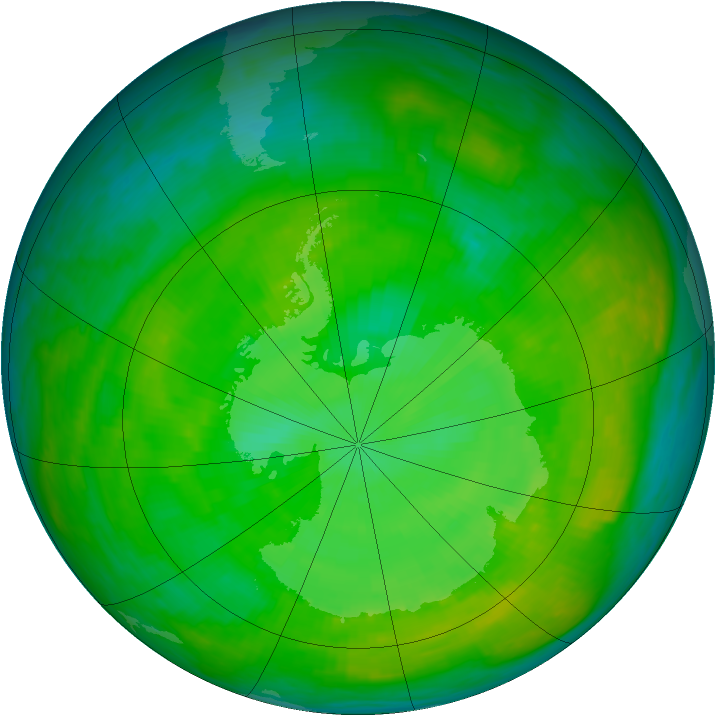 Antarctic ozone map for 16 December 1983